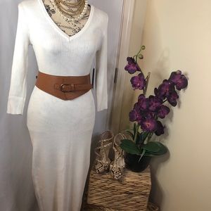 NWT Almost Famous Cream Ribbed Sweater Dress Sz L